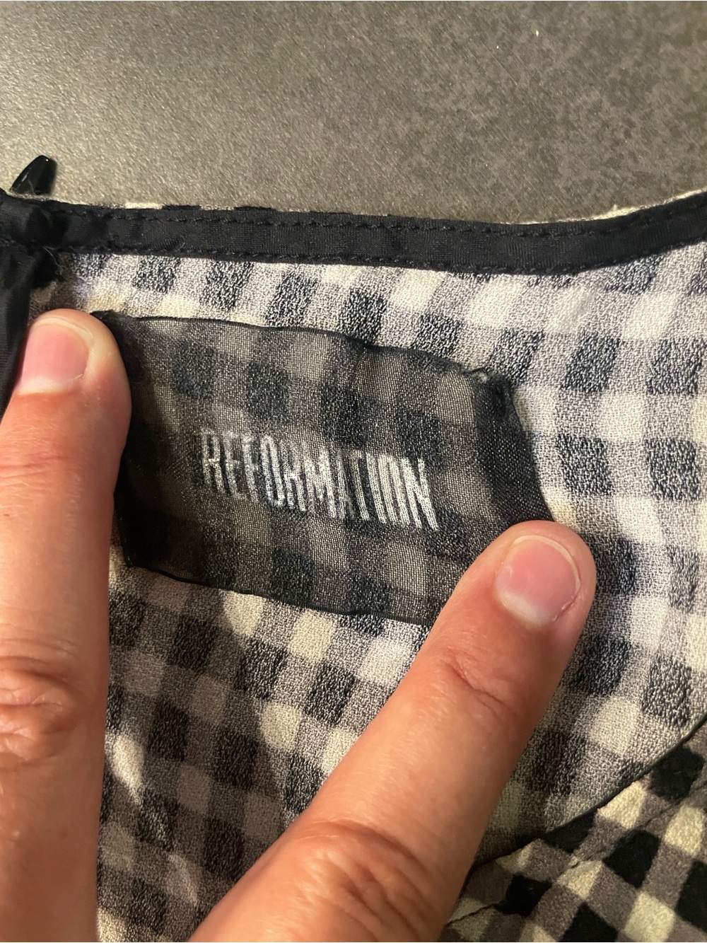 Reformation Lucinda Gingham Mini Dress Black White 4 - Picture 10 of 10